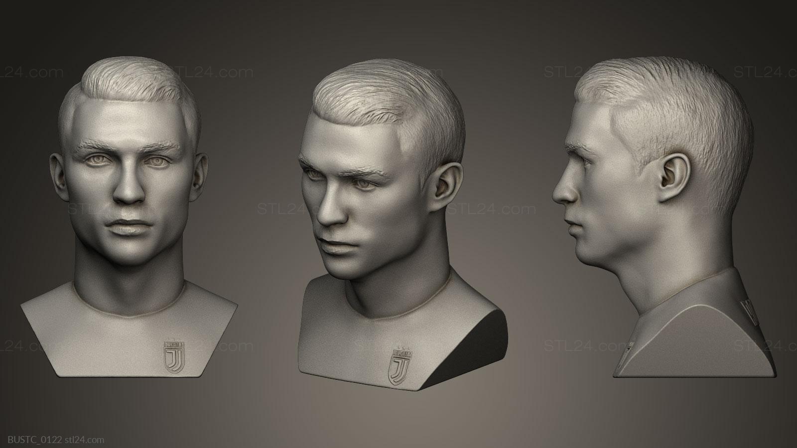 Бюсты и барельефы известных личностей (Криштиану Роналду, BUSTC_0122) 3D модель для ЧПУ станка